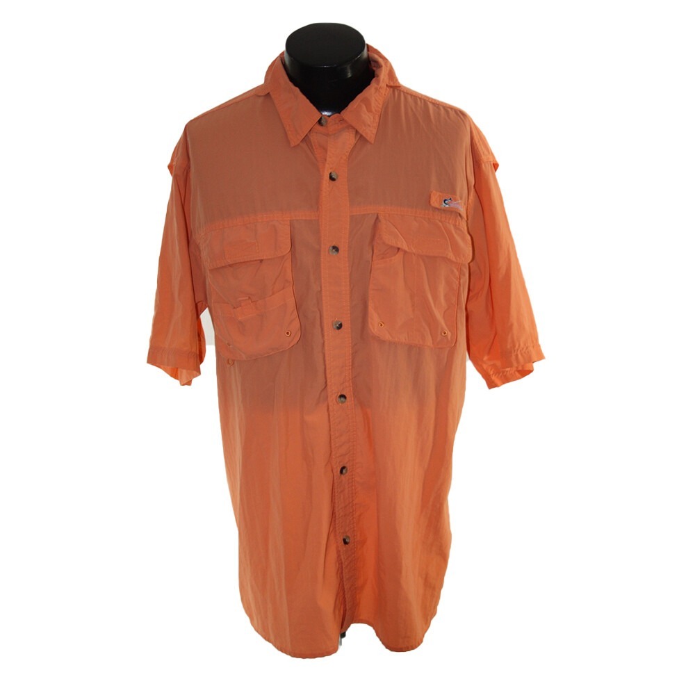 World Wide Sportsman Shirt Men XL Pink Fishing Button Up Short Sleeve Outdoor